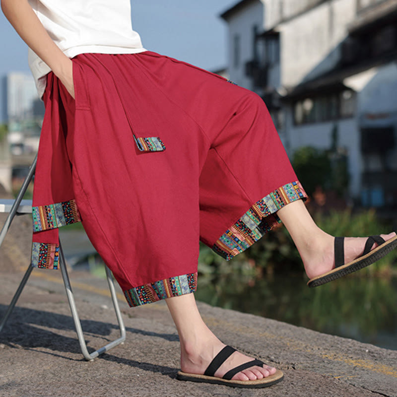 Pantalones de algodón de pierna ancha para hombre, Buddha Stones, de verano, con bolsillos, de longitud 7-8 - image 19
