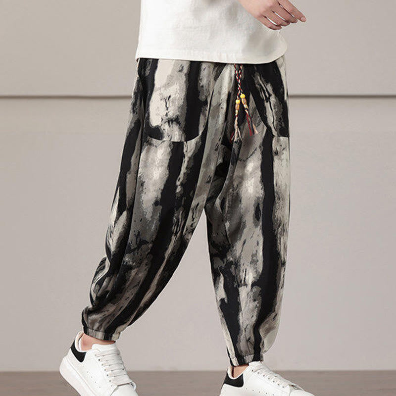 Pantalones harén con cordón y bolsillos para hombre con estampado de Buddha Stones - image 6