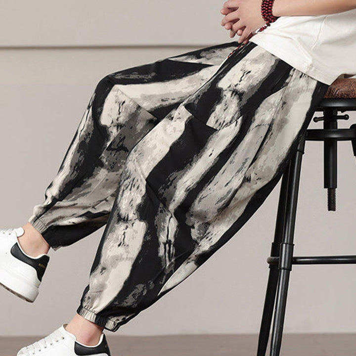 Pantalones harén con cordón y bolsillos para hombre con estampado de Buddha Stones - image 8