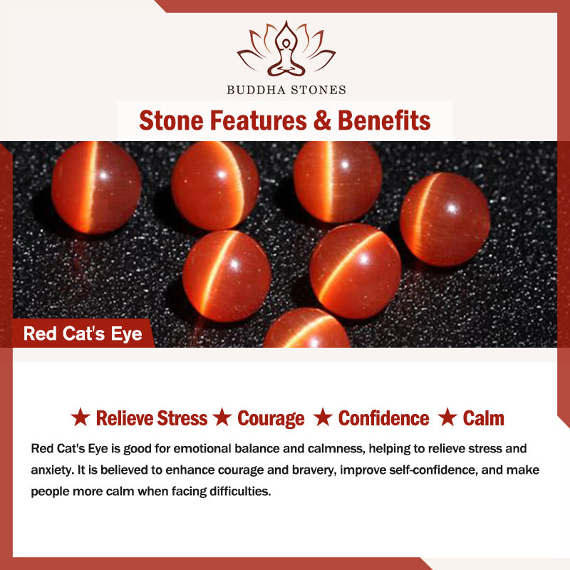 Buddha Stones Colgante de collar con forma de bola redonda de ojo de gato que inspira confianza - image 12