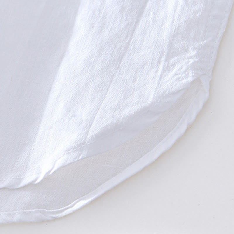 Camisa de algodón ramio con cuello en V y manga corta con botones y Buddha Stones para hombre - image 18