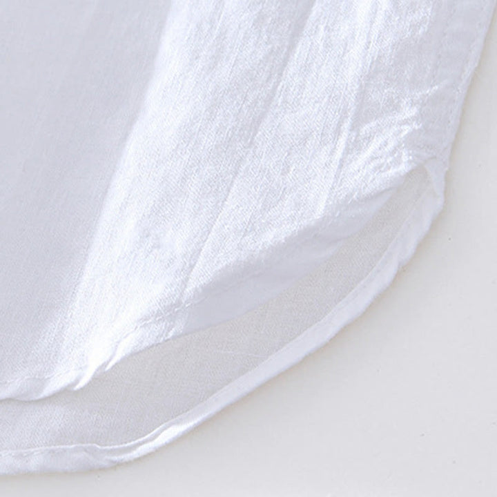 Camisa de algodón ramio con cuello en V y manga corta con botones y Buddha Stones para hombre - image 18