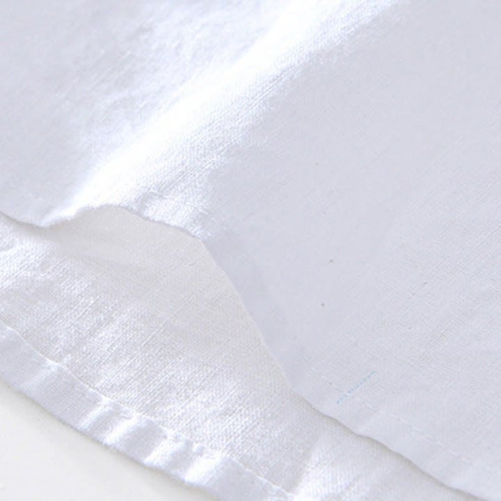 Camisa de algodón ramio con cuello en V y manga corta con botones y Buddha Stones para hombre - image 17