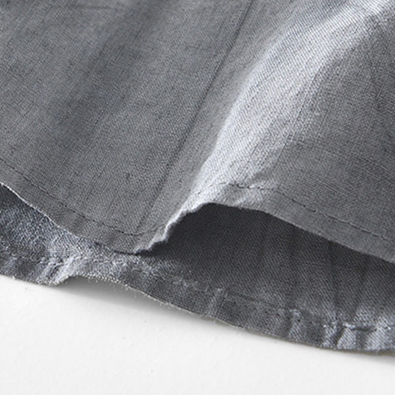 Camisa de algodón ramio con cuello en V y manga corta con botones y Buddha Stones para hombre - image 5