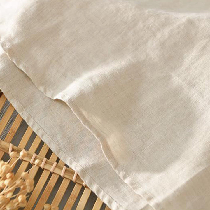 Camisa de lino con cuello alto, media manga y botones para hombre, color liso, Buddha Stones Daily - image 4