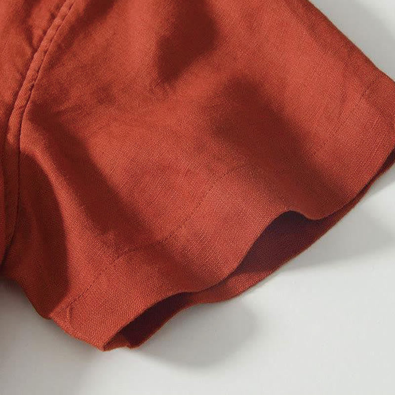 Camisa de lino de manga corta con cuello alto y botones de rana para hombre Buddha Stones Daily - image 27