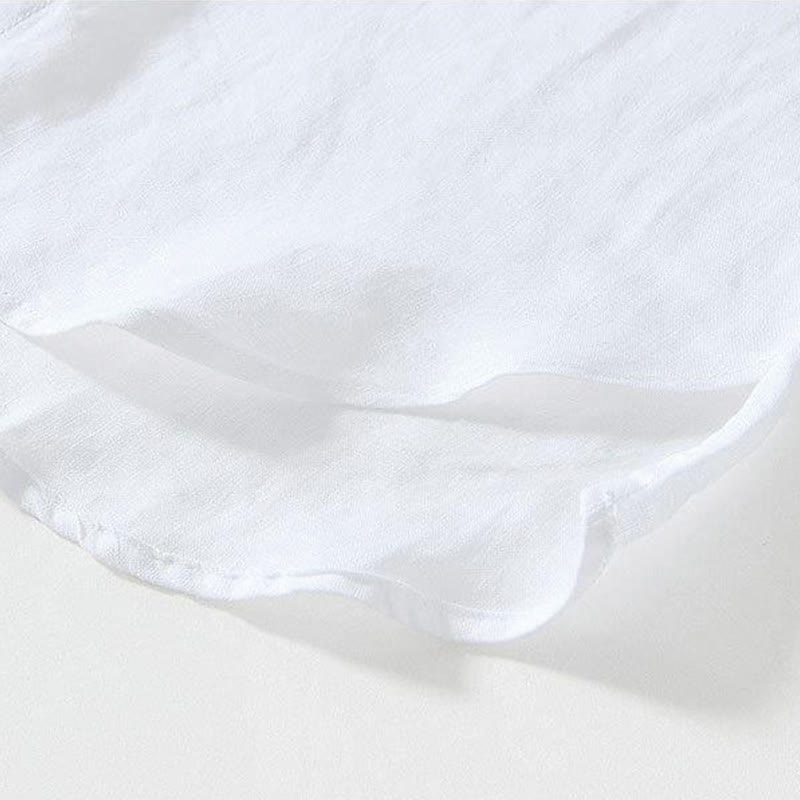 Camisa de lino de manga corta con cuello alto y botones de rana para hombre Buddha Stones Daily - image 11