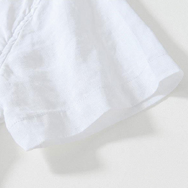 Camisa de lino de manga corta con cuello alto y botones de rana para hombre Buddha Stones Daily - image 10