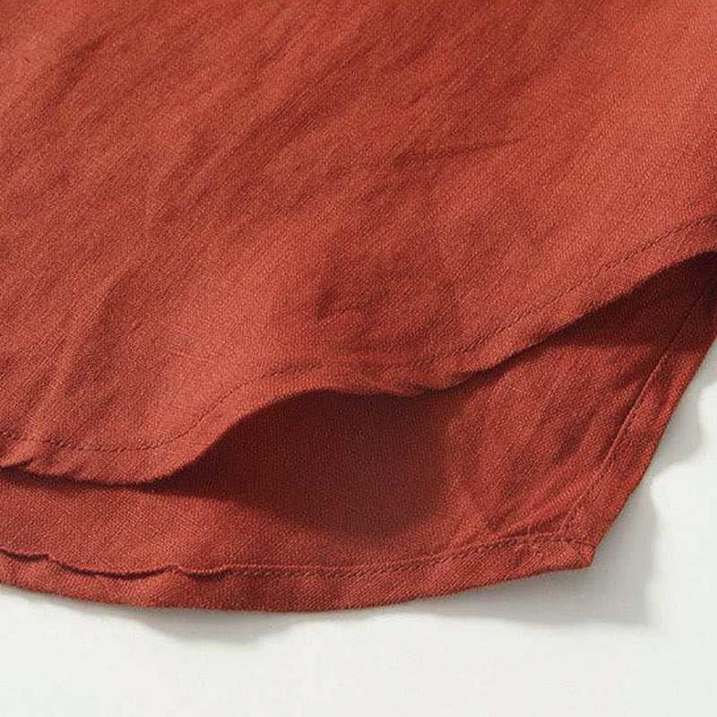 Camisa de lino de manga corta con cuello alto y botones de rana para hombre Buddha Stones Daily - image 26