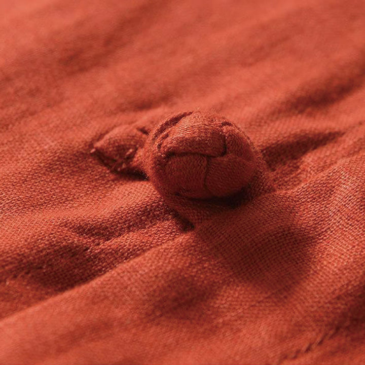 Camisa de lino de manga corta con cuello alto y botones de rana para hombre Buddha Stones Daily - image 25