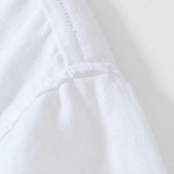 Camisa de lino de manga corta con cuello alto y botones de rana para hombre Buddha Stones Daily - image 8