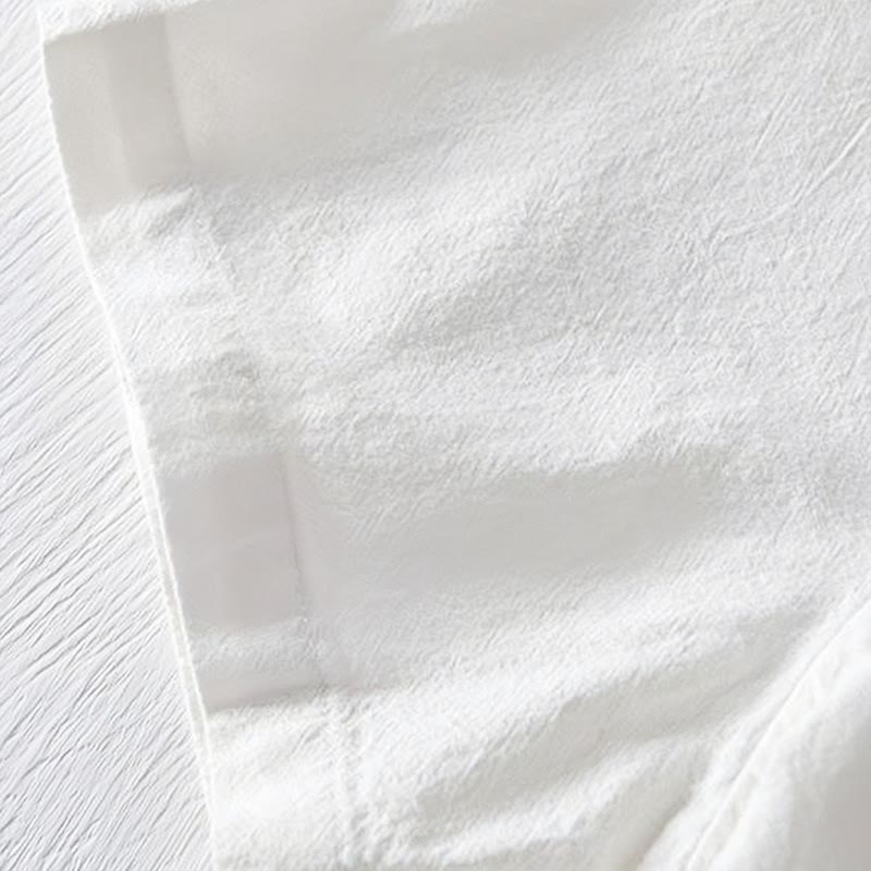 Camisa de hombre de manga corta de algodón y lino con bordado de Buddha Stones y botones de rana, cuello mandarín - image 17