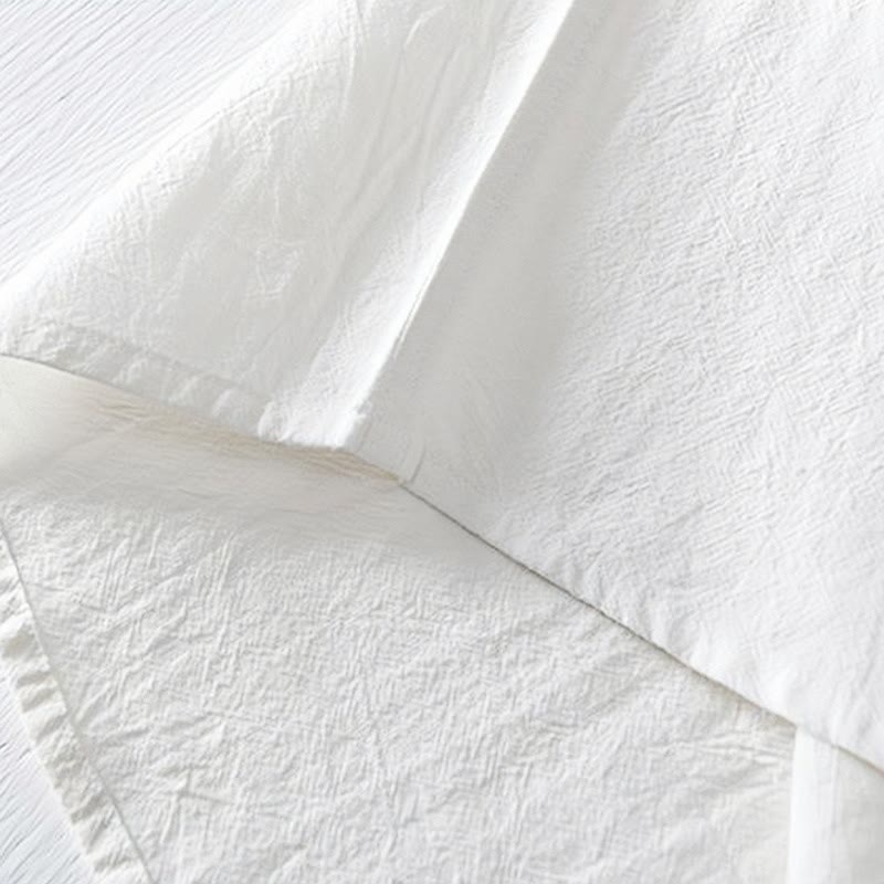 Camisa de hombre de manga corta de algodón y lino con bordado de Buddha Stones y botones de rana, cuello mandarín - image 18