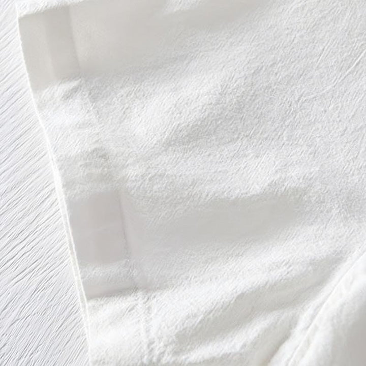 Camisa de hombre de manga corta de algodón y lino con bordado de Buddha Stones y botones de rana, cuello mandarín - image 17