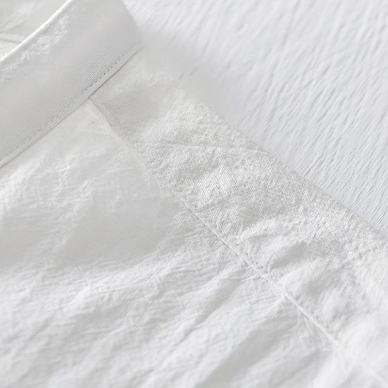 Camisa de hombre de manga corta de algodón y lino con bordado de Buddha Stones y botones de rana, cuello mandarín - image 15