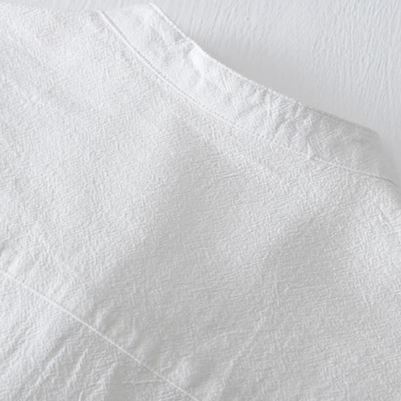 Camisa de hombre de manga corta de algodón y lino con bordado de Buddha Stones y botones de rana, cuello mandarín - image 16