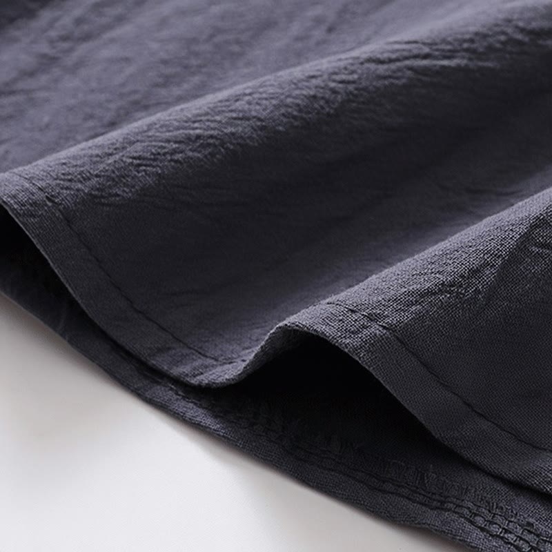 Conjunto de 2 piezas de ropa de meditación para hombre con diseño simple de Buddha Stones, camisa china con botones de rana, cordón ajustable y pantalones anchos con bolsillos.