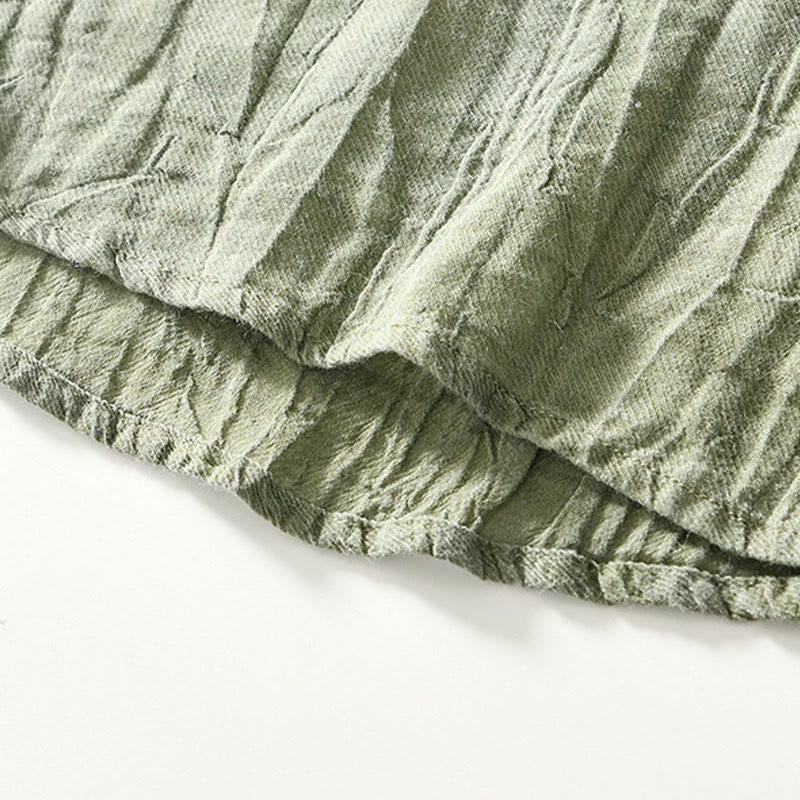 Camisa casual de lino y ramio con solapa lisa y medio botón para hombre con estampado de Buddha Stones - image 24