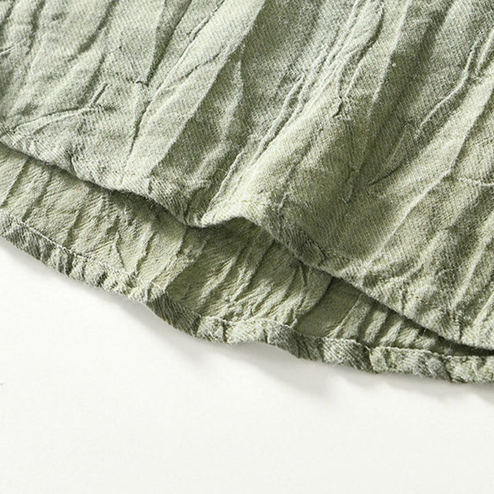 Camisa casual de lino y ramio con solapa lisa y medio botón para hombre con estampado de Buddha Stones - image 24