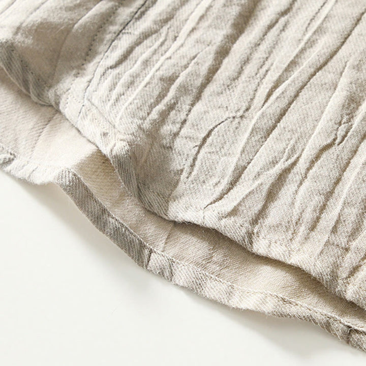 Camisa casual de lino y ramio con solapa lisa y medio botón para hombre con estampado de Buddha Stones - image 5