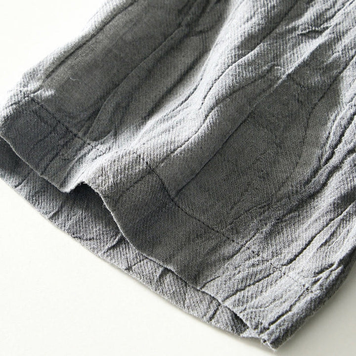 Camisa casual de lino y ramio con solapa lisa y medio botón para hombre con estampado de Buddha Stones - image 11