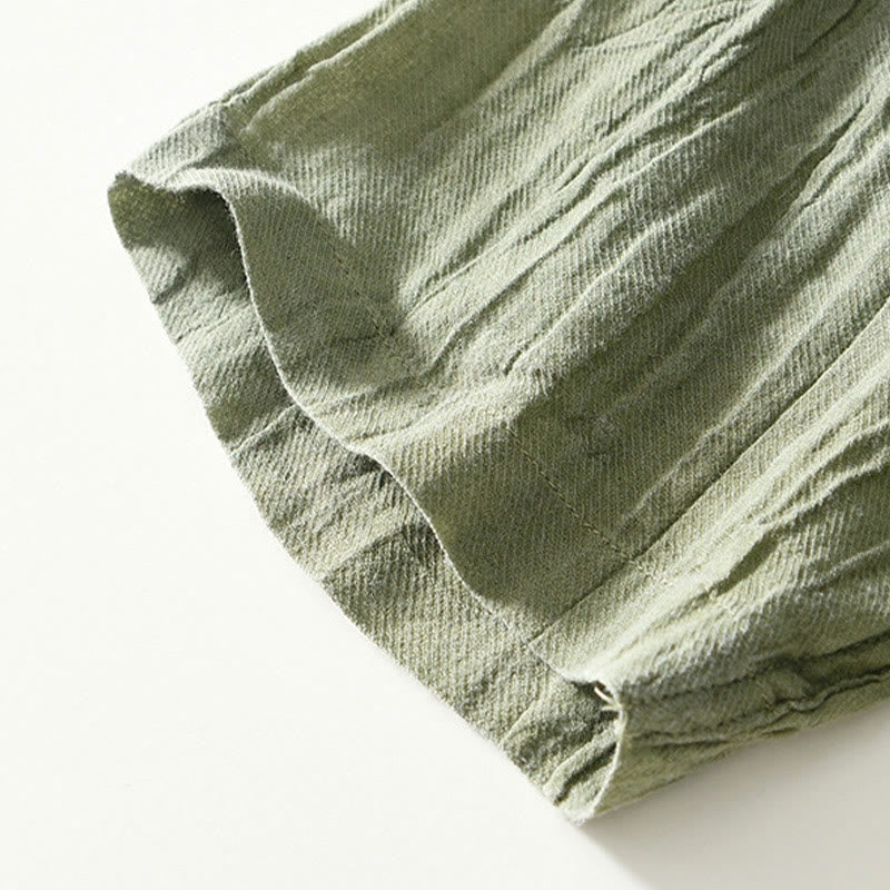 Camisa casual de lino y ramio con solapa lisa y medio botón para hombre con estampado de Buddha Stones - image 22