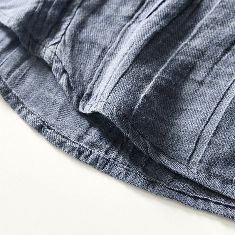 Camisa casual de lino y ramio con solapa lisa y medio botón para hombre con estampado de Buddha Stones - image 16