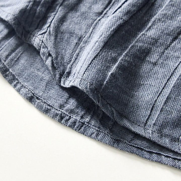 Camisa casual de lino y ramio con solapa lisa y medio botón para hombre con estampado de Buddha Stones - image 16