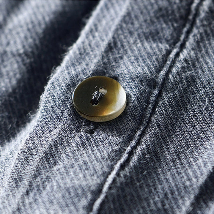 Camisa casual de lino y ramio con solapa lisa y medio botón para hombre con estampado de Buddha Stones - image 18