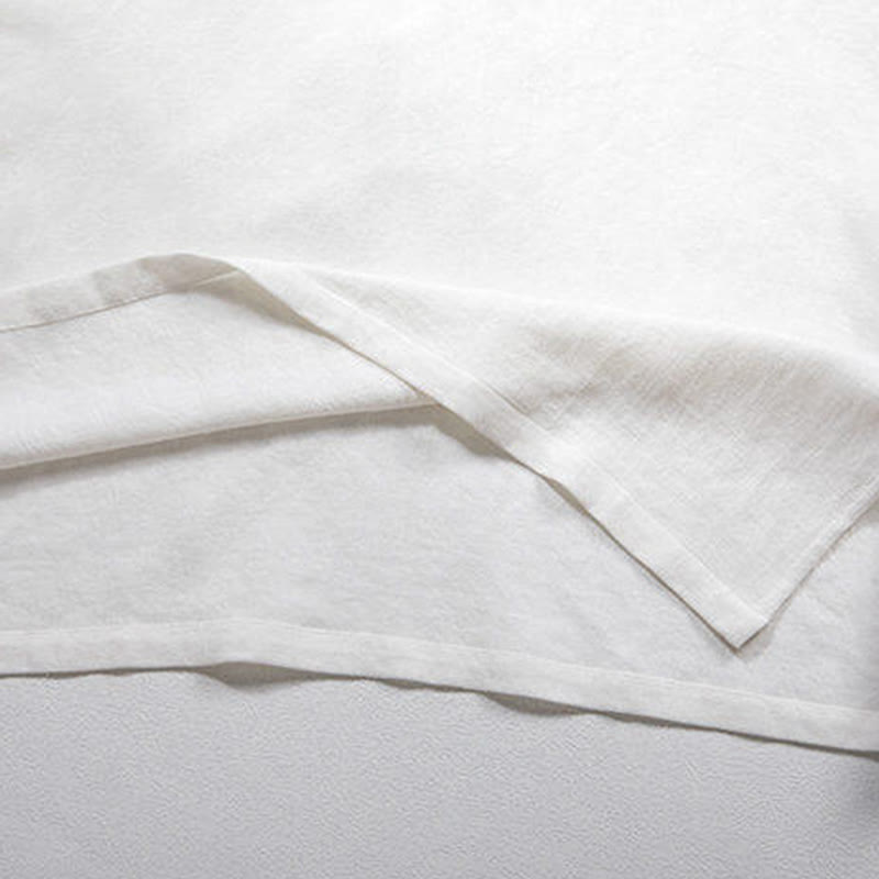 Camisa de lino con mangas tres cuartos y botones de rana blanca para hombre con Buddha Stones - image 4