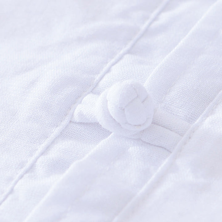 Camisa de hombre de algodón y lino con cuello redondo, suave, lisa y con botones de rana , de Buddha Stones - image 17