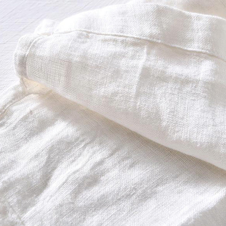 Camisa de lino con solapa de manga corta y medio botón para hombre con diseño simple de Buddha Stones - image 9