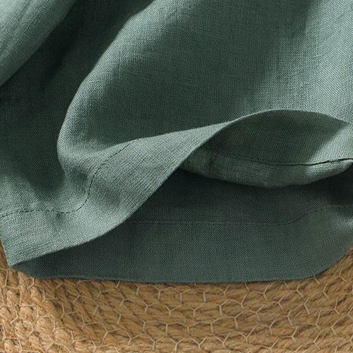 Camisa informal de lino con cuello en V y manga corta para hombre con estampado de Buddha Stones - image 14