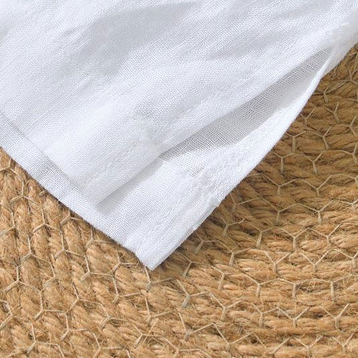 Camisa informal de lino con cuello en V y manga corta para hombre con estampado de Buddha Stones - image 25