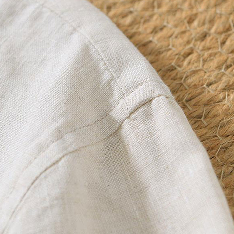 Camisa informal de lino con cuello en V y manga corta para hombre con estampado de Buddha Stones - image 2