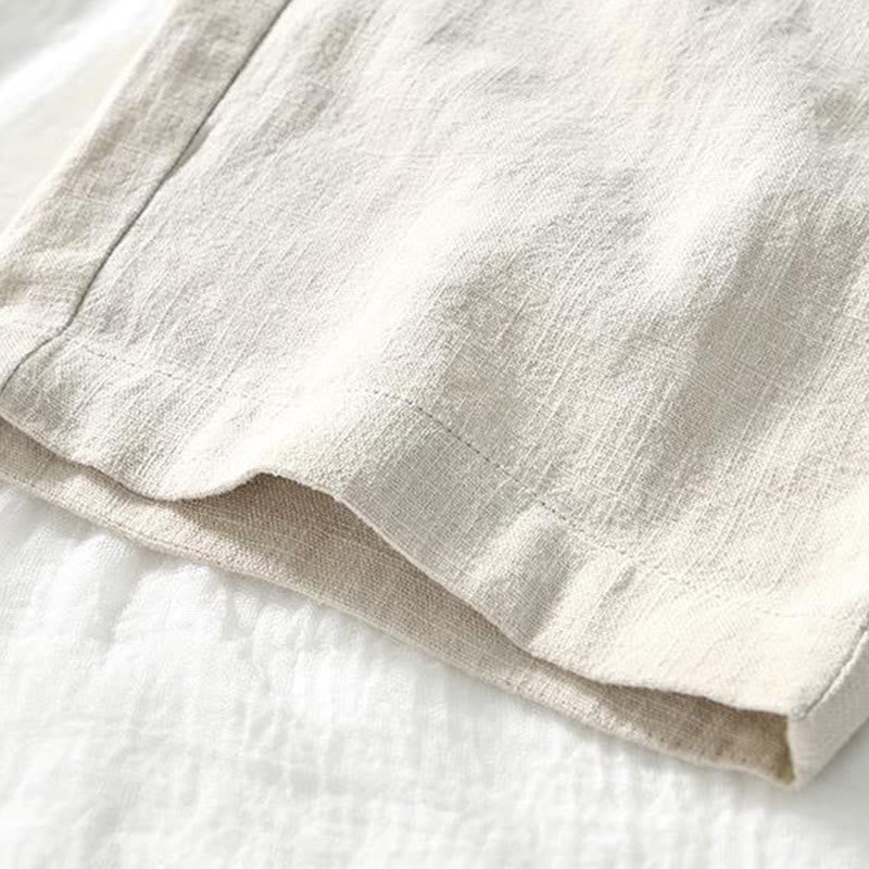 Pantalones de Buddha Stones y algodón para hombre, de diseño sencillo, con cordón y bolsillos, de longitud 7-8 - image 4