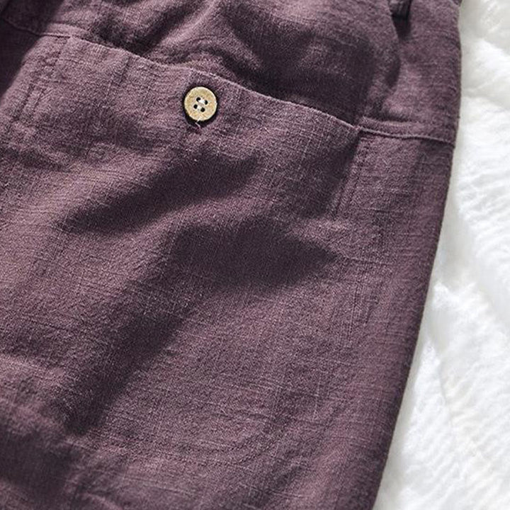 Pantalones de Buddha Stones y algodón para hombre, de diseño sencillo, con cordón y bolsillos, de longitud 7-8 - image 8