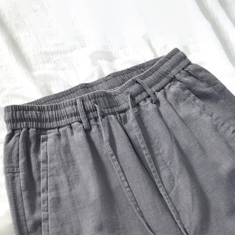 Pantalones de Buddha Stones y algodón para hombre, de diseño sencillo, con cordón y bolsillos, de longitud 7-8 - image 11