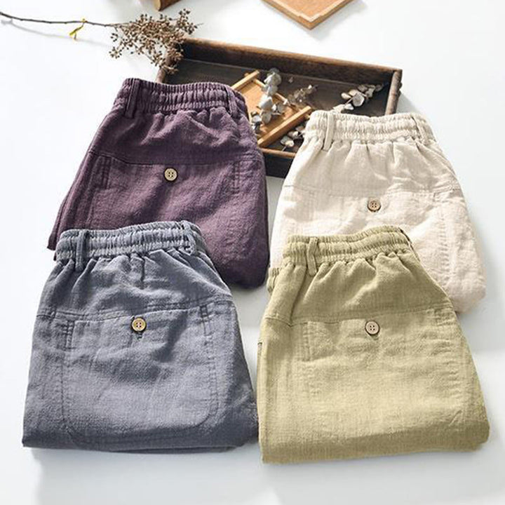 Pantalones de Buddha Stones y algodón para hombre, de diseño sencillo, con cordón y bolsillos, de longitud 7-8 - image 20