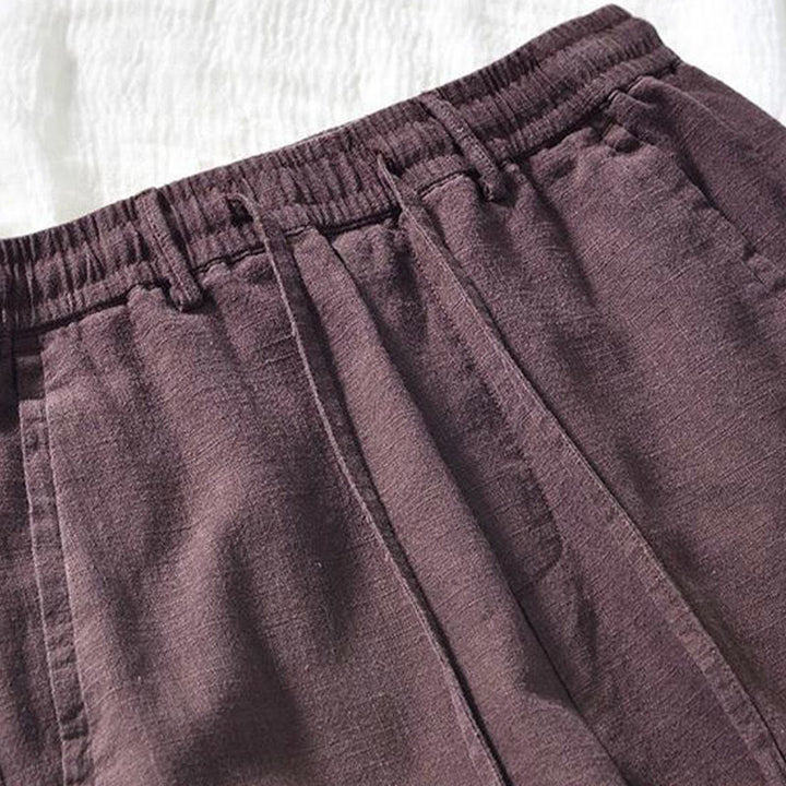 Pantalones de Buddha Stones y algodón para hombre, de diseño sencillo, con cordón y bolsillos, de longitud 7-8 - image 6