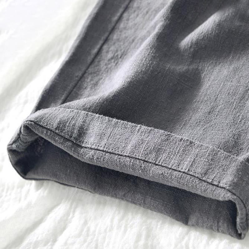 Pantalones de Buddha Stones y algodón para hombre, de diseño sencillo, con cordón y bolsillos, de longitud 7-8 - image 14