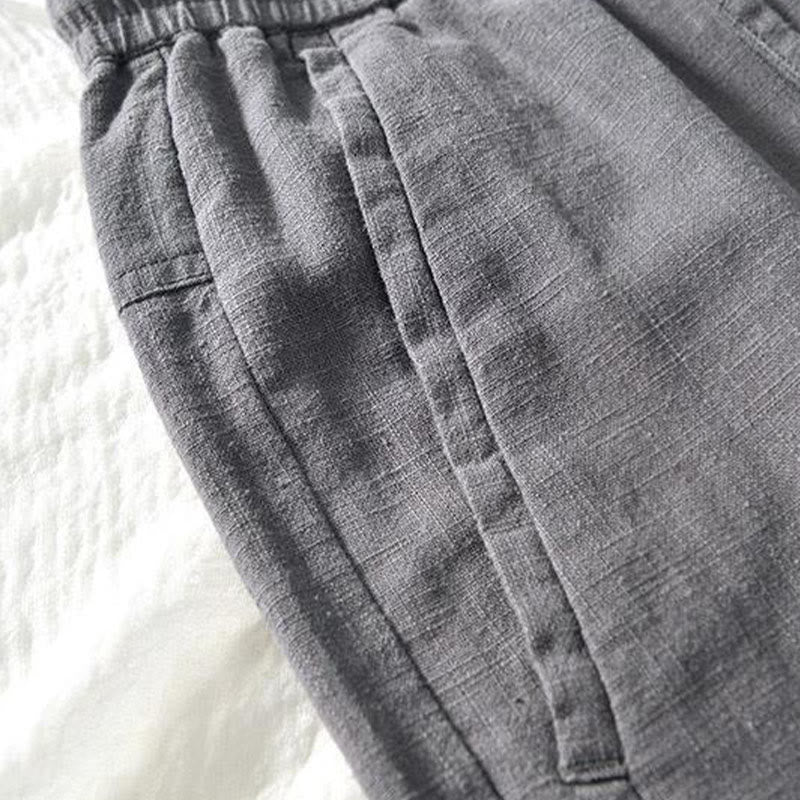 Pantalones de Buddha Stones y algodón para hombre, de diseño sencillo, con cordón y bolsillos, de longitud 7-8 - image 12