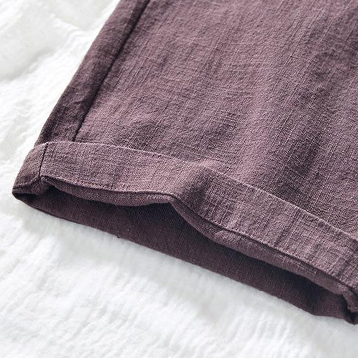 Pantalones de Buddha Stones y algodón para hombre, de diseño sencillo, con cordón y bolsillos, de longitud 7-8 - image 9