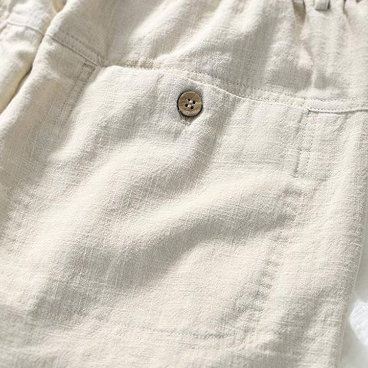 Pantalones de Buddha Stones y algodón para hombre, de diseño sencillo, con cordón y bolsillos, de longitud 7-8 - image 3