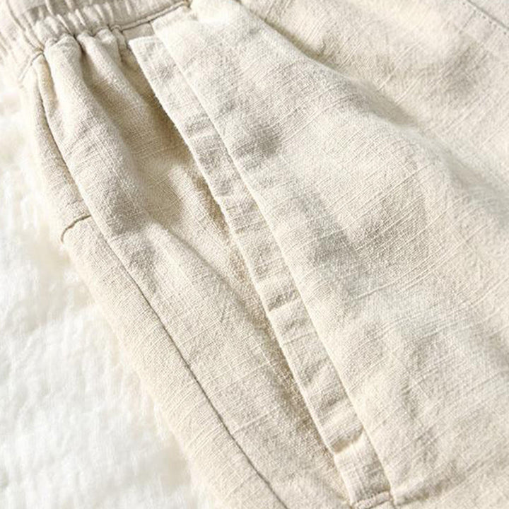 Pantalones de Buddha Stones y algodón para hombre, de diseño sencillo, con cordón y bolsillos, de longitud 7-8 - image 2