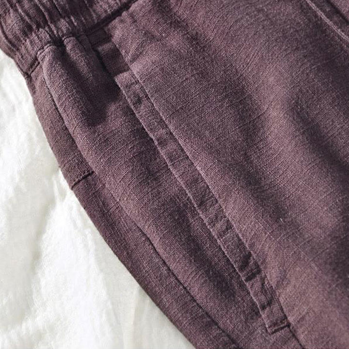 Pantalones de Buddha Stones y algodón para hombre, de diseño sencillo, con cordón y bolsillos, de longitud 7-8 - image 7