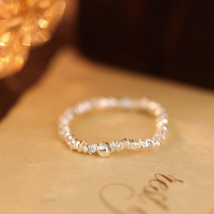 Anillo elástico de la suerte con cuentas pequeñas de jade hetiano natural de plata de ley 925 con Buddha Stones - image 5