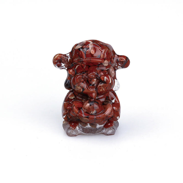 Buddha Stones, Dios de la Riqueza, Amatista, Cristal, Resina, Energía, Fortuna, Decoración del Hogar - Jaspe rojo 5,6 x 4,7 x 3,5 cm - image 26