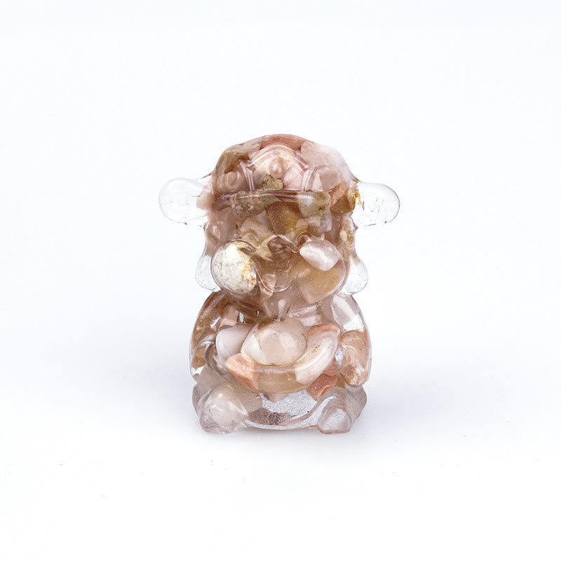 Buddha Stones, Dios de la Riqueza, Amatista, Cristal, Resina, Energía, Fortuna, Decoración del Hogar - Ágata Sakura 5,6 x 4,7 x 3,5 cm - image 9