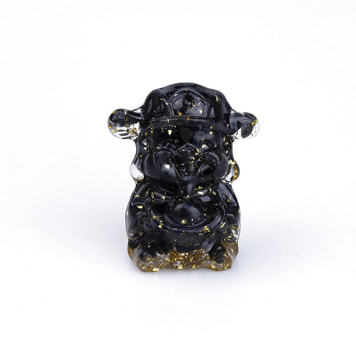 Buddha Stones, Dios de la Riqueza, Amatista, Cristal, Resina, Energía, Fortuna, Decoración del Hogar - Obsidiana negra 5,6 x 4,7 x 3,5 cm - image 16